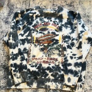 Rock and Roll Graphic Tie-Dye Crewneck Sweater